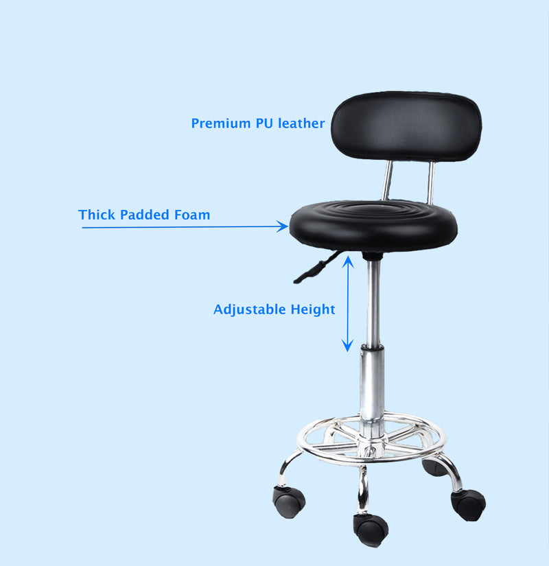 Sweet Lashes Australia Hydraulic 360° Swivel Lash Beauty Salon Stool With Backrest – Adjustable Height